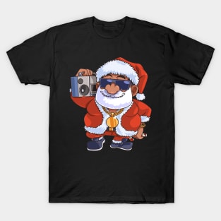 Black Santa Claus Gangster Christmas African American T-Shirt